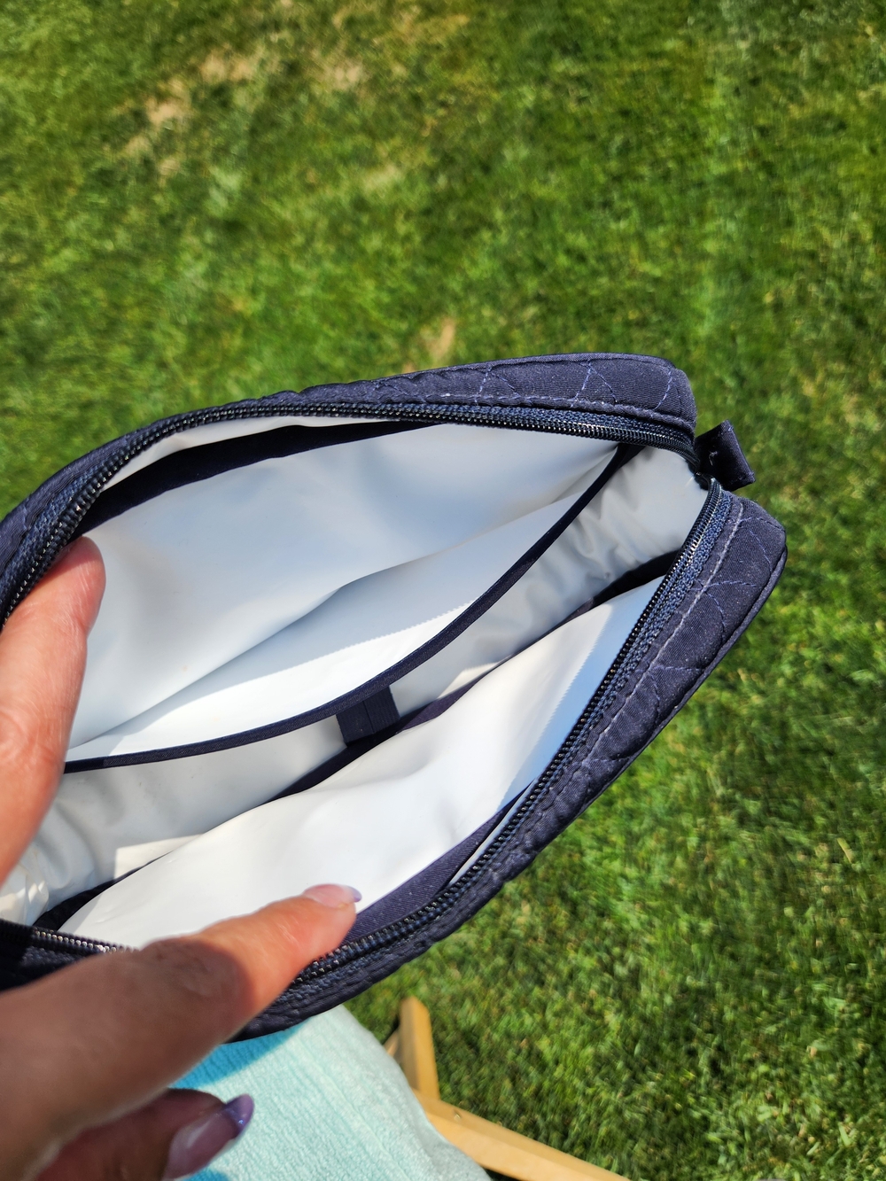 Vera Bradley Quilted Dark Navy Cosmetic Pouch - Picture 5 of 6
